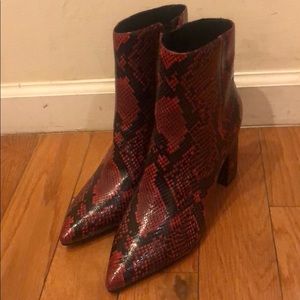 New! Marc Fisher booties in red snakeskin size 9
